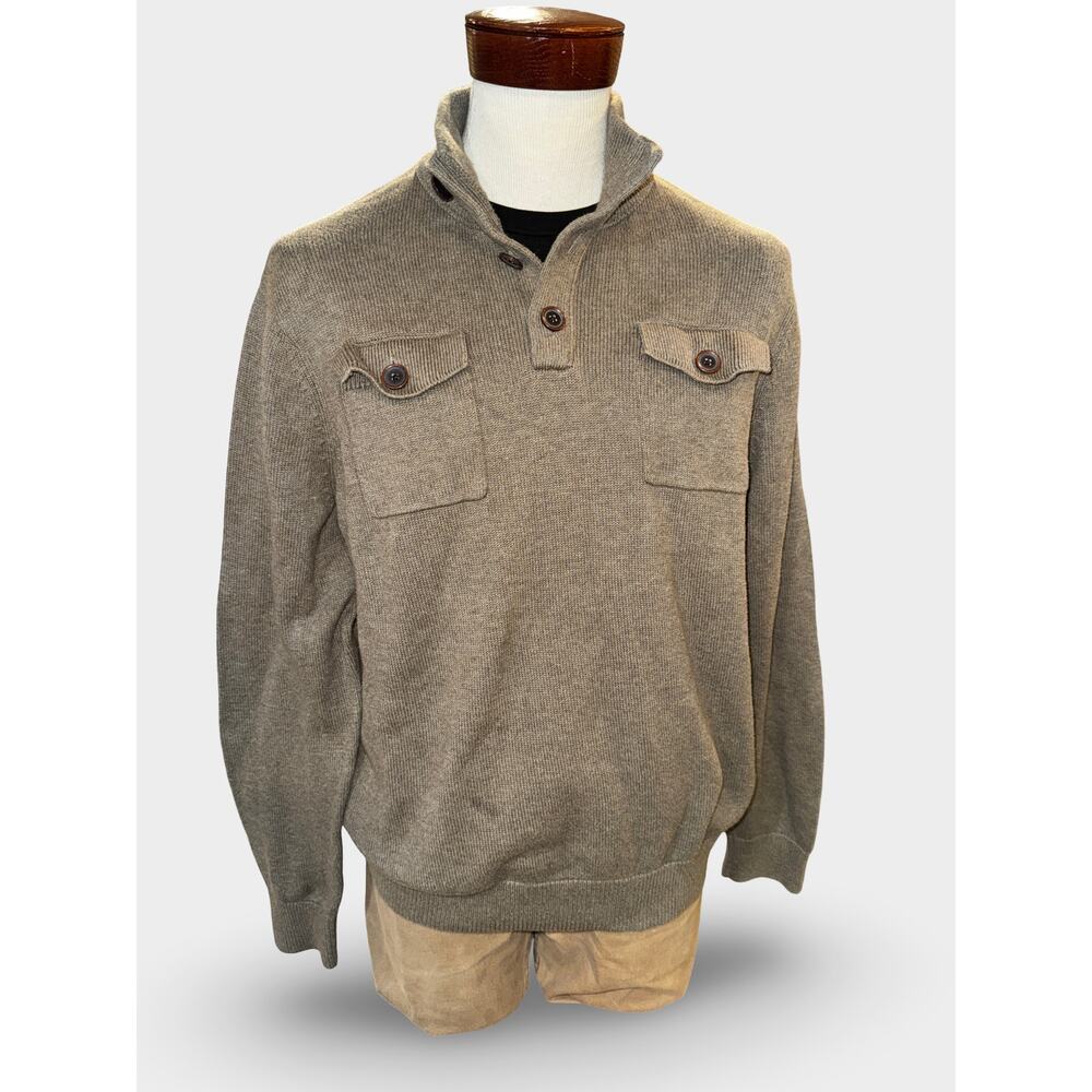 Banana‎ Republic Men's Brown Marled Quarter Button Sweater XL